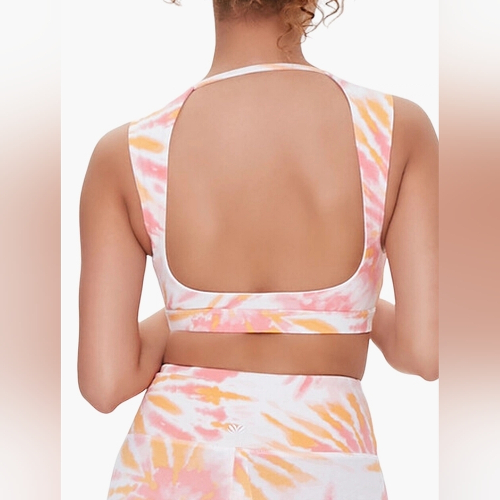 Forever 21 Orange & White Tie Dye Sports Bra And Shorts Size Lg